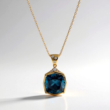 Naszyjnik ze złota - Topaz niebieski London Blue (CIRARI)