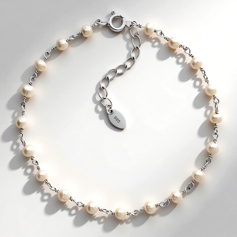 Bracciale in argento con Perla d'Acqua Dolce Bianca
