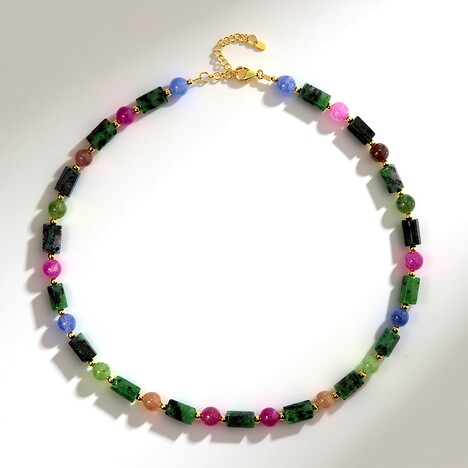 Collier en argent et Rubis Zoïsite (Riya)