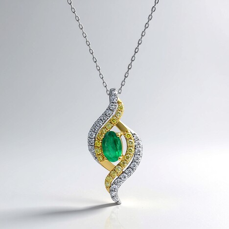 Collier en or et Emeraude de Zambie AAA