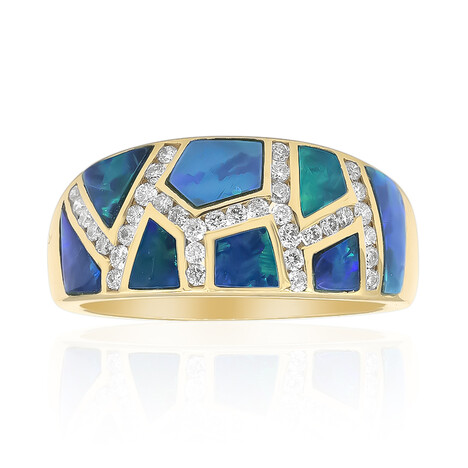 Lightning Ridge-Schwarzer Opal-Goldring (CIRARI)