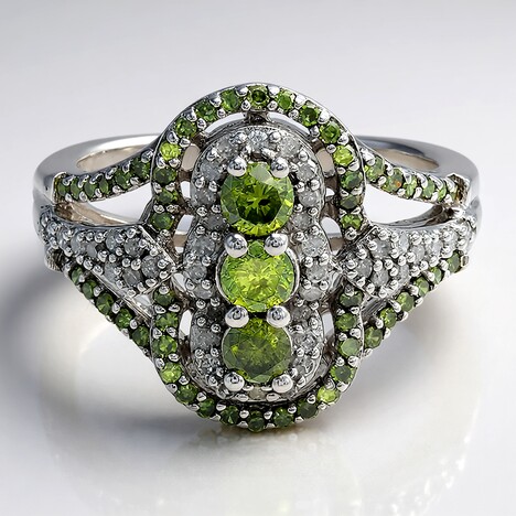Anello in argento con Diamante Verde