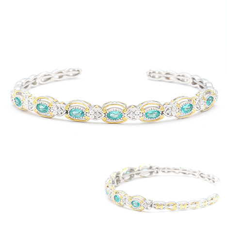 Zilveren armband met Groene fluor apatieten (Gems en Vogue)