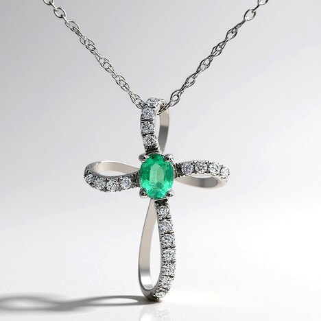 Collana in oro con Smeraldo Zambia AAA