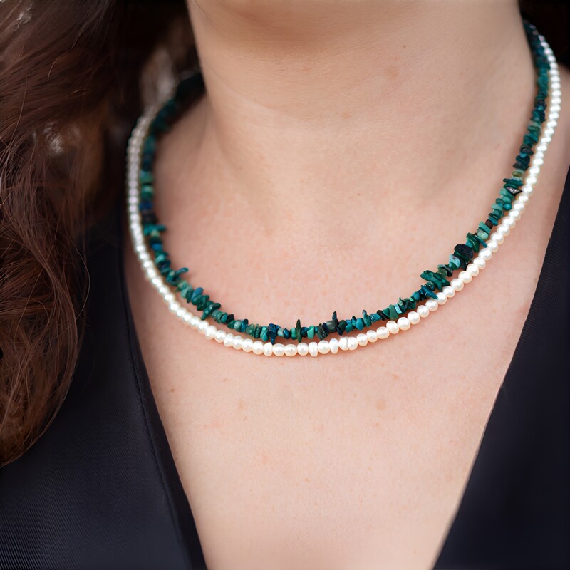 Edelstein-Silberhalskette