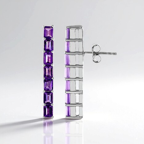 Boucles d'oreilles en argent et Améthyste de Sibérie