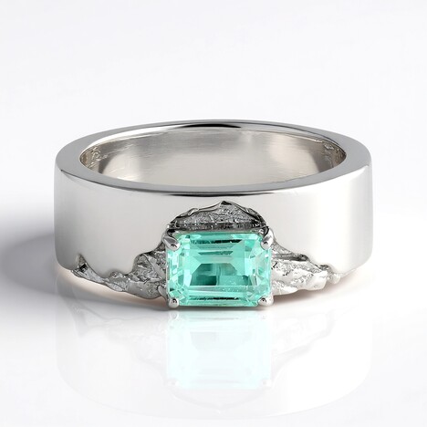 Anello in argento con Smeraldo Color Paraiba (SAELOCANA)