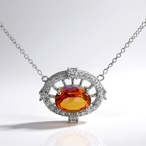 Collana in argento con Quarzo Mistico Pesca