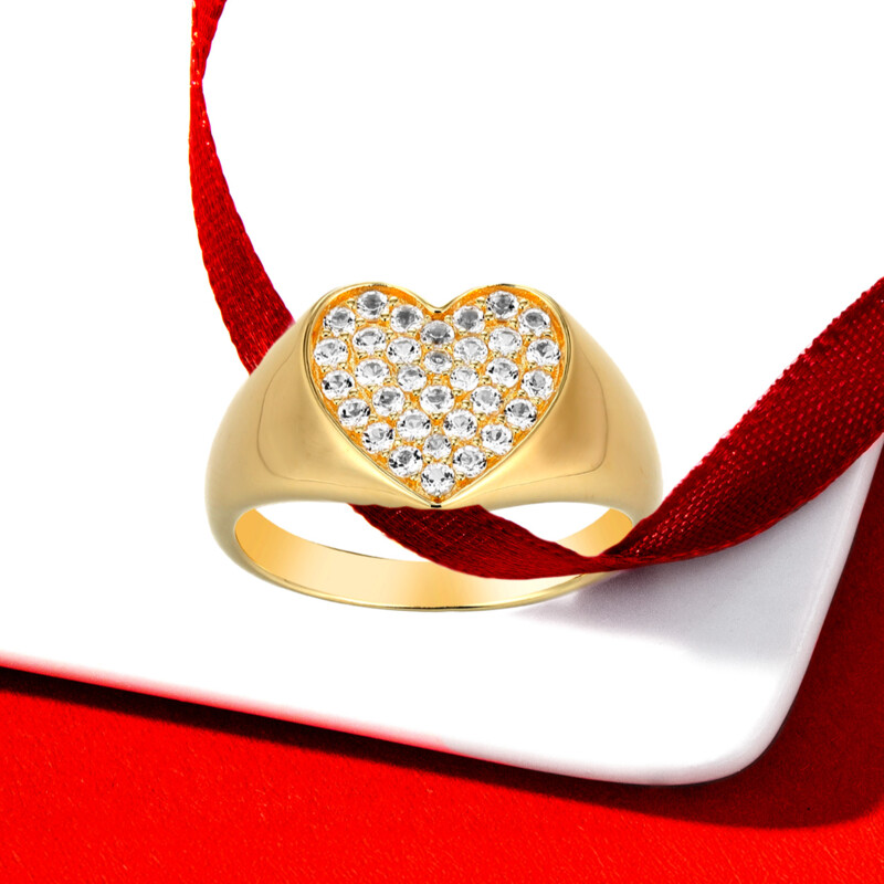 Zilveren ring met witte topaasstenen (M de Luca)