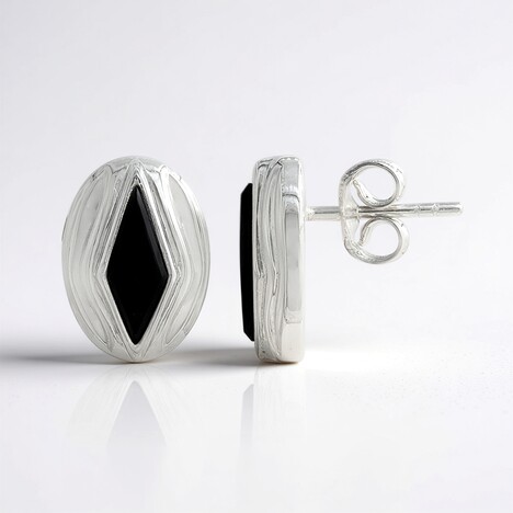 Orecchini in argento con Spinello Nero (MONOSONO COLLECTION)