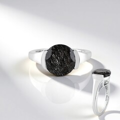Anello in argento con Quarzo Rutilato Nero