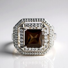 Anello in argento con Quarzo Fumè