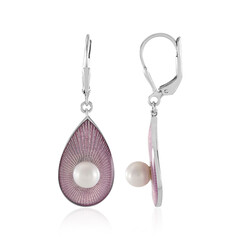 Boucles d'oreilles en argent et Perle blanche de culture d'eau douce (Adela Silber)