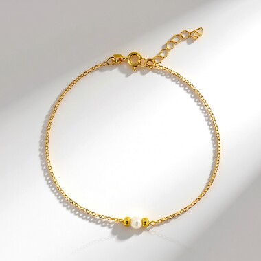 White Freshwater Pearl Silver Bracelet (Joias do Paraíso)