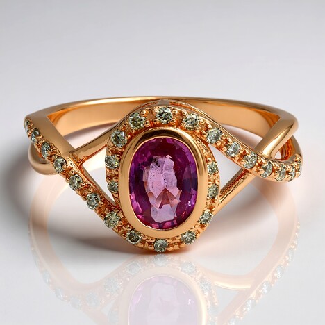Anello in oro con Zaffiro Rosa (Annette)