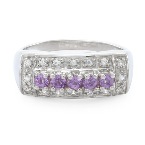 Bague en argent et Saphir pourpre de Ceylan non chauffé