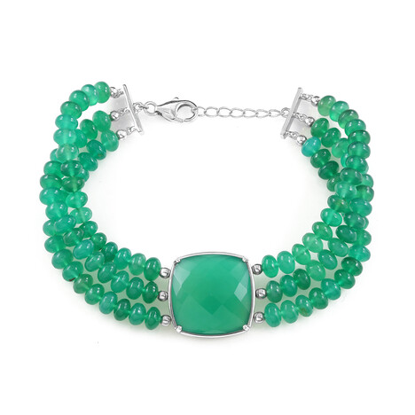 Bracelet en argent et Agate verte