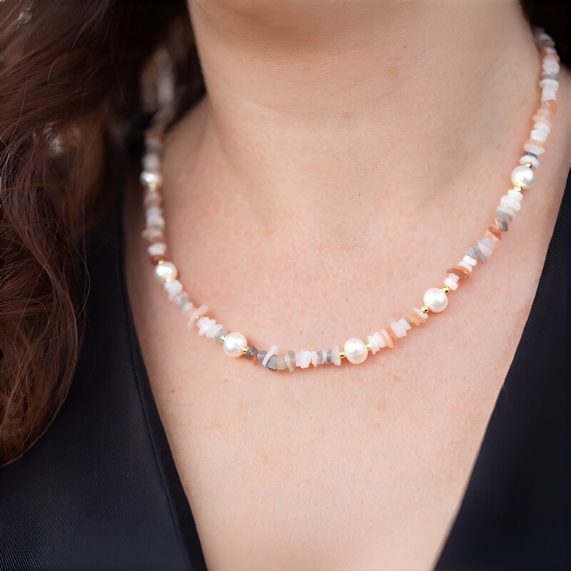 Mondstein-Silberhalskette (Riya)