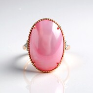 Pinkfarbene Mabe-Perlen-Silberring (Gems en Vogue)