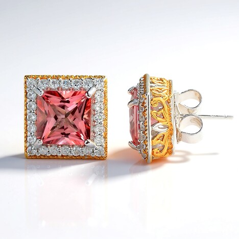 Boucles d'oreilles en argent et Topaze couleur morganite (Gems en Vogue)