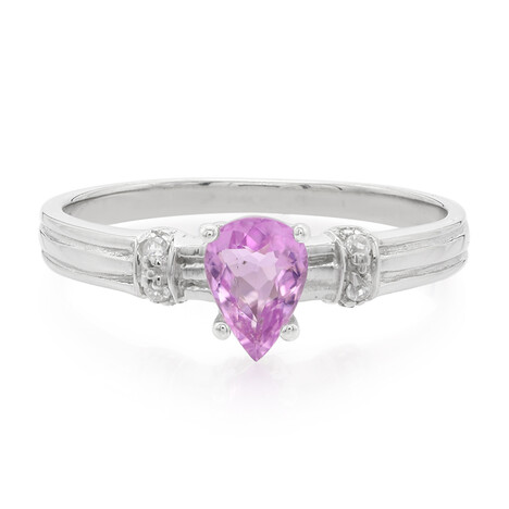 Anello placcato in platino con Tormalina Rosa Cuprian