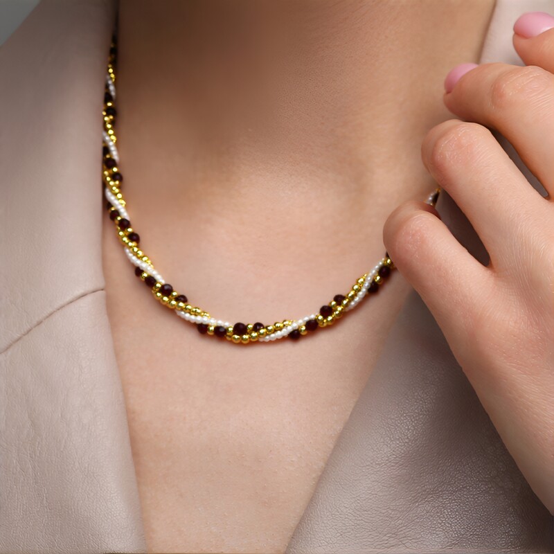 Collana in argento con Granato Mozambico (Riya)