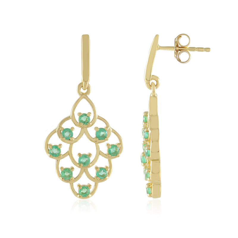 Russian Emerald Gold-Plated Silver Earrings