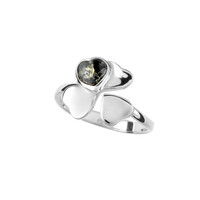 Bague en argent et Ambre vert de Baltique