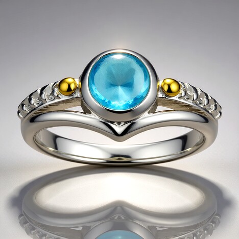 Anello in argento con Acquamarina (Granulieren)