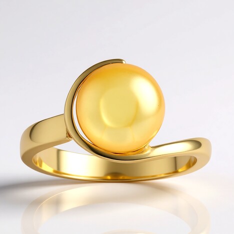 Anello in argento con Perla d'Acqua Dolce Gialla (TPC)