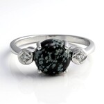 Anello in argento con Ossidiana Fiocco di Neve