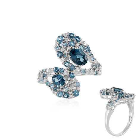 Bague en argent et Topaze bleu de Londres