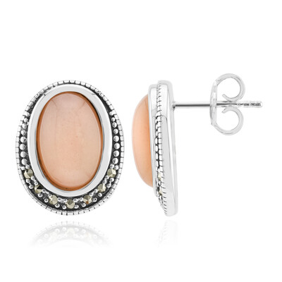 Pfirsich-Mondstein-Silberohrringe (Annette classic)