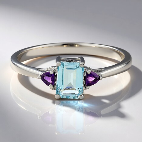 Bague en argent et Topaze bleu ciel