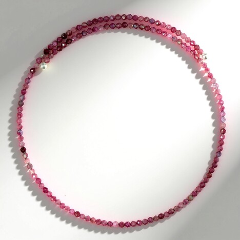 Collana rigida in acciaio con Tormalina Rosa Nigeriana (Riya)