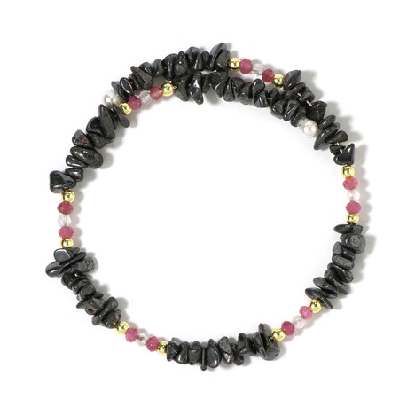 Stalen armband met Zwarte Hematieten (Riya)