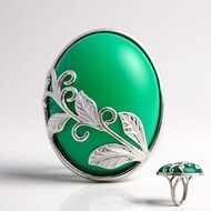 Bague en argent et Agate verte