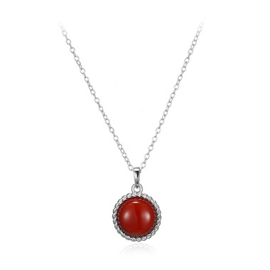 Collier en argent et Agate rouge