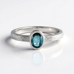 Anello in argento con Cianite Blu Foglia di Tè