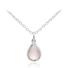 Rosenquarz-Silberhalskette