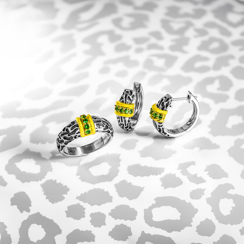 Boucles d'oreilles en argent et Grenat Tsavorite du Kenya (Remy Rotenier)