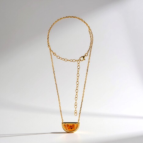 Collana in argento con Ambra Baltica Cognac (dagen)
