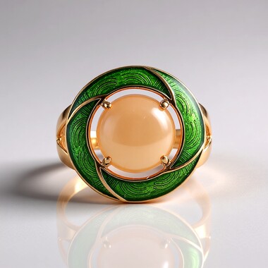 Anillo en plata con Piedra de luna melocotón (Adela Silber)