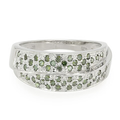 Anello placcato in platino con Diamante Verde Foresta