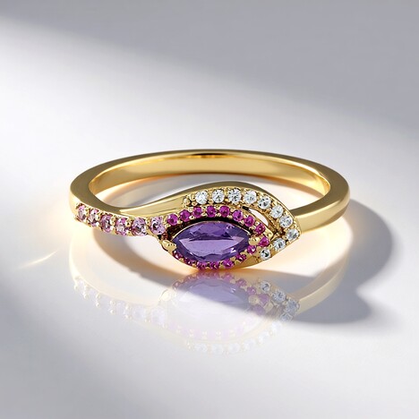 Anello in oro con Zaffiro Ceylon Porpora (non riscaldato)
