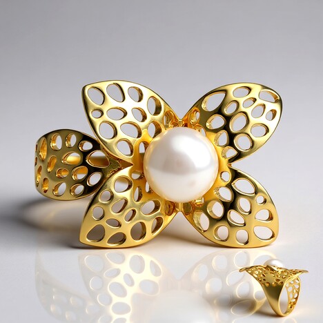 Anello in argento con Perla d'Acqua Dolce Bianca (TPC)