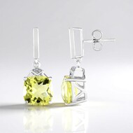 Pendientes en plata con Quarzo limón