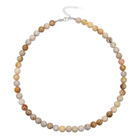 Zilveren halsketting met Versteend koraal