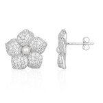 Pendientes en plata con Perla blanca Freshwater (Adela Silber)