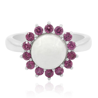 Anello in argento con Giadeite Bianca (Annette)